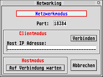 Bild: Der Einstelldialog für den Netzwerk-Modus.