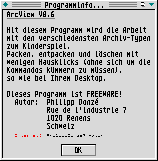 Bild: Der Info-Dialog vom ARC-View.