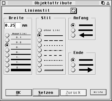 vielseitige Linieneinstellung