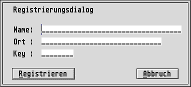 Registrierungsdialog der UDO-Shell