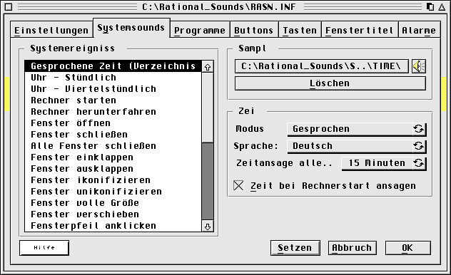Hier ordnet man die Geräusche bestimmten Ereignissen zu.